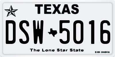 TX license plate DSW5016