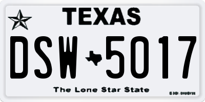 TX license plate DSW5017