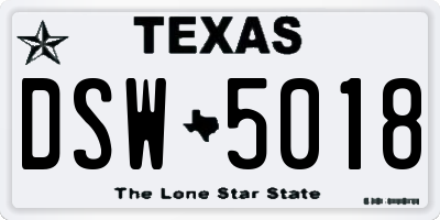 TX license plate DSW5018
