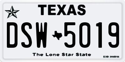 TX license plate DSW5019