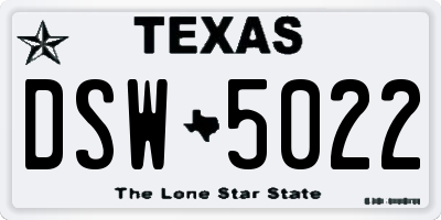 TX license plate DSW5022
