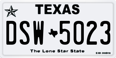 TX license plate DSW5023