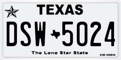 TX license plate DSW5024