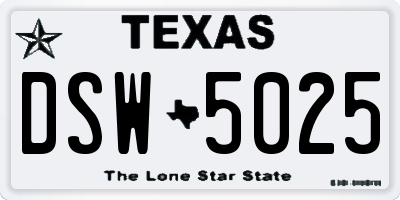 TX license plate DSW5025