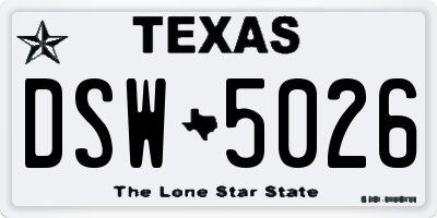 TX license plate DSW5026