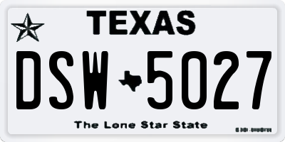 TX license plate DSW5027