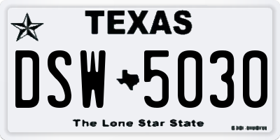 TX license plate DSW5030