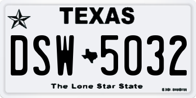 TX license plate DSW5032