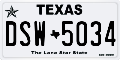 TX license plate DSW5034
