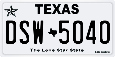 TX license plate DSW5040