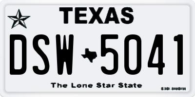 TX license plate DSW5041