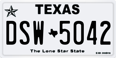 TX license plate DSW5042