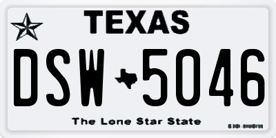 TX license plate DSW5046
