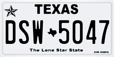 TX license plate DSW5047