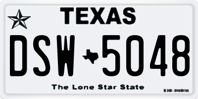 TX license plate DSW5048
