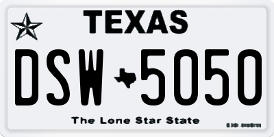 TX license plate DSW5050
