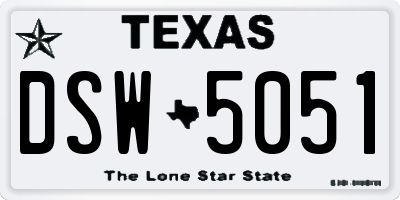 TX license plate DSW5051