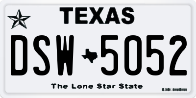 TX license plate DSW5052