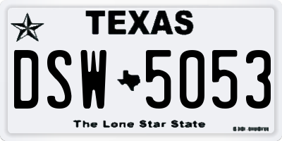 TX license plate DSW5053