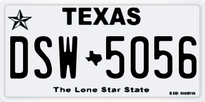 TX license plate DSW5056