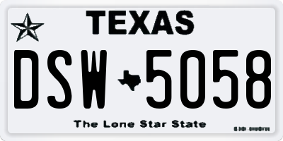 TX license plate DSW5058