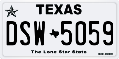 TX license plate DSW5059