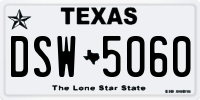 TX license plate DSW5060