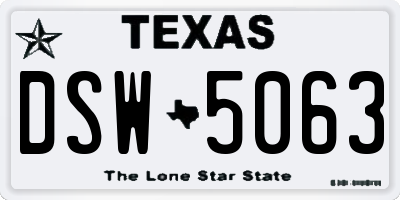 TX license plate DSW5063