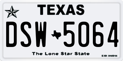 TX license plate DSW5064