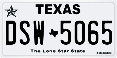 TX license plate DSW5065