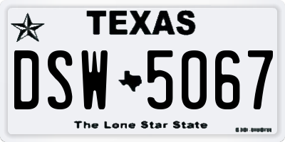 TX license plate DSW5067