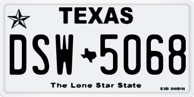 TX license plate DSW5068