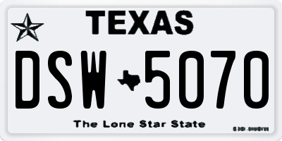 TX license plate DSW5070
