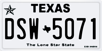 TX license plate DSW5071