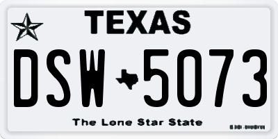 TX license plate DSW5073
