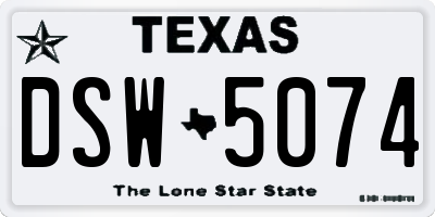 TX license plate DSW5074