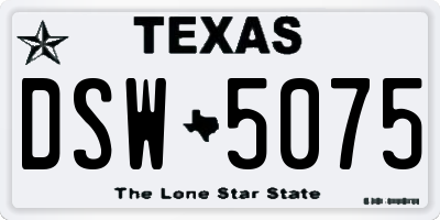 TX license plate DSW5075