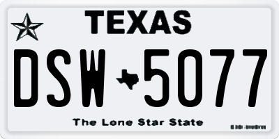 TX license plate DSW5077