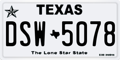 TX license plate DSW5078