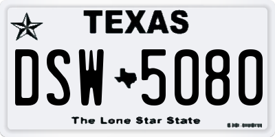 TX license plate DSW5080