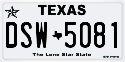 TX license plate DSW5081