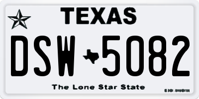 TX license plate DSW5082