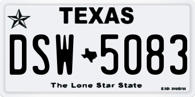 TX license plate DSW5083