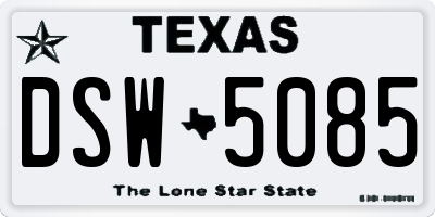 TX license plate DSW5085