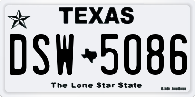 TX license plate DSW5086