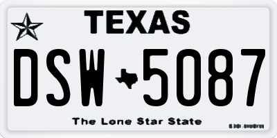 TX license plate DSW5087