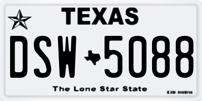TX license plate DSW5088