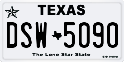 TX license plate DSW5090