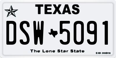 TX license plate DSW5091