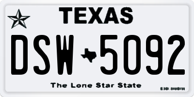 TX license plate DSW5092